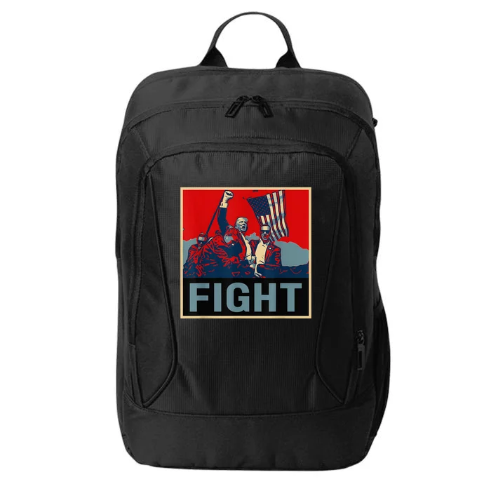 Donald Trump 2024 Fight At Election Rally American Flag City Backpack