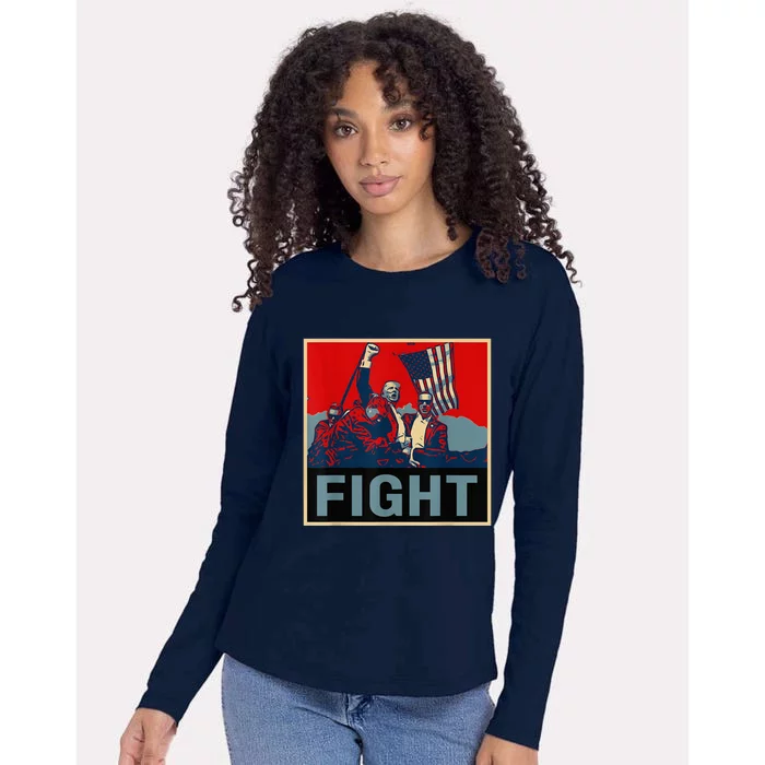 Donald Trump 2024 Fight At Election Rally American Flag Womens Cotton Relaxed Long Sleeve T-Shirt