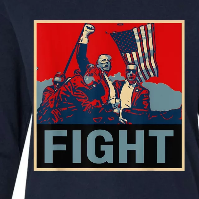 Donald Trump 2024 Fight At Election Rally American Flag Womens Cotton Relaxed Long Sleeve T-Shirt