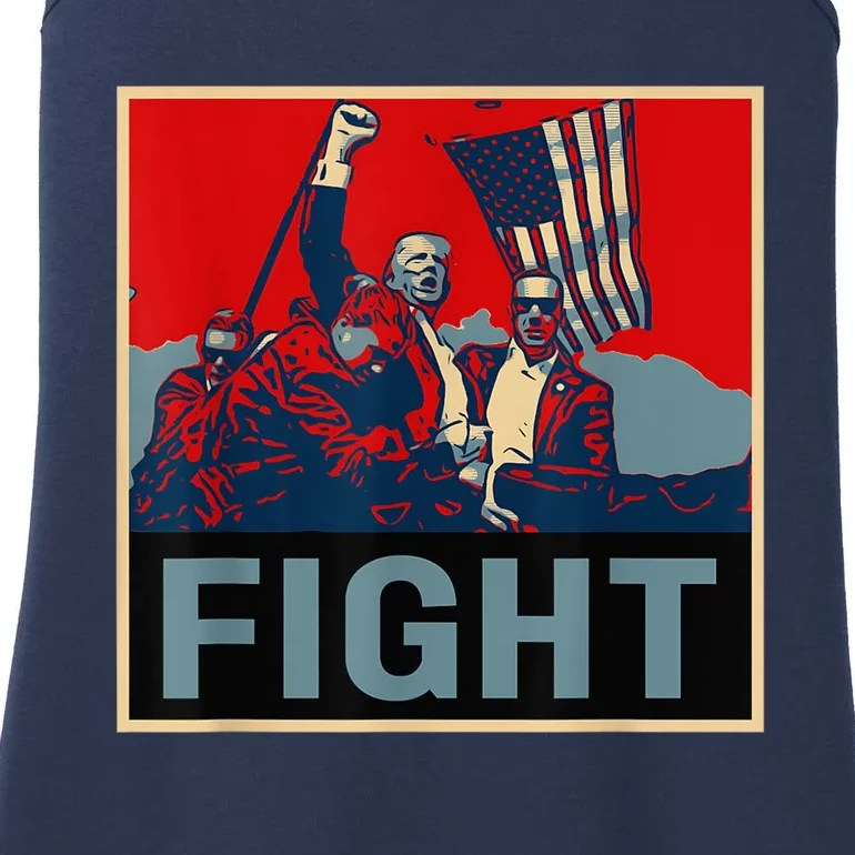 Donald Trump 2024 Fight At Election Rally American Flag Ladies Essential Tank