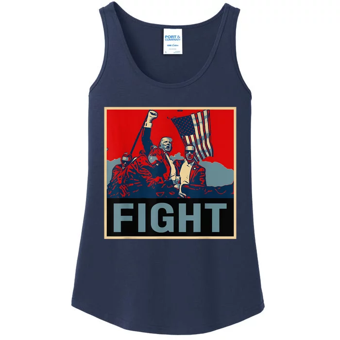 Donald Trump 2024 Fight At Election Rally American Flag Ladies Essential Tank