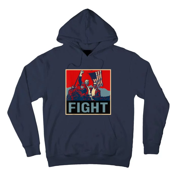 Donald Trump 2024 Fight At Election Rally American Flag Tall Hoodie