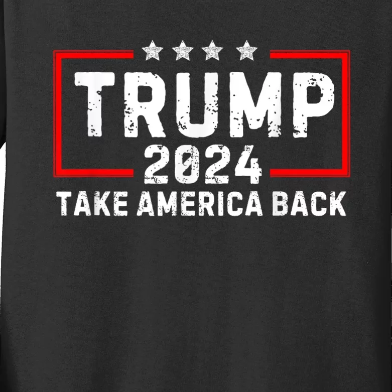 Donald Trump 2024 Take America Back Usa United States Kids Long Sleeve Shirt