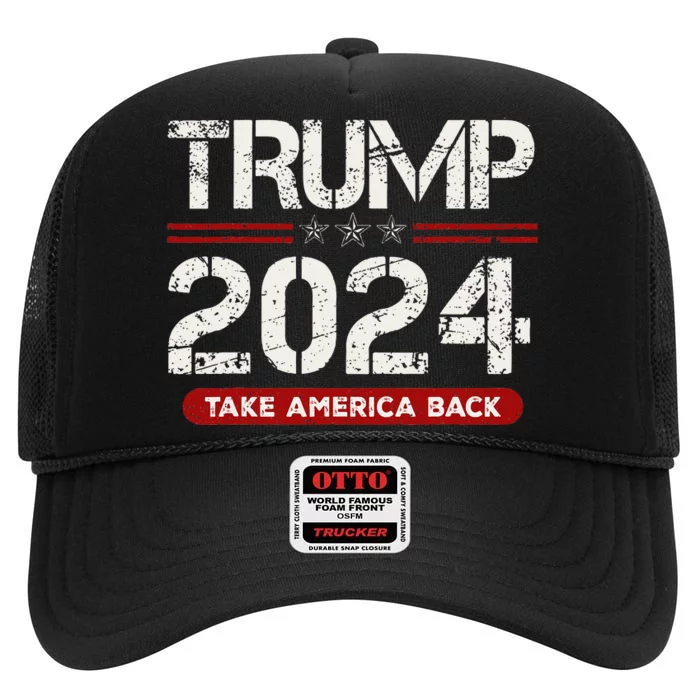 Donald Trump 2024 Take America Back Election High Crown Mesh Trucker Hat