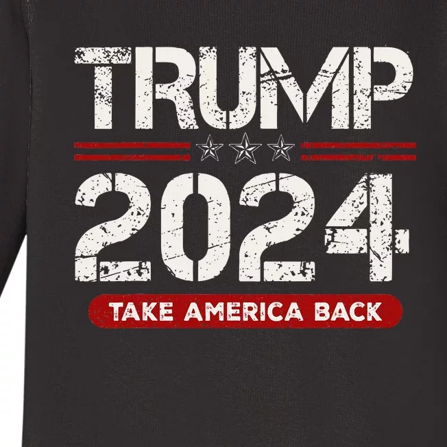 Donald Trump 2024 Take America Back Election Baby Long Sleeve Bodysuit