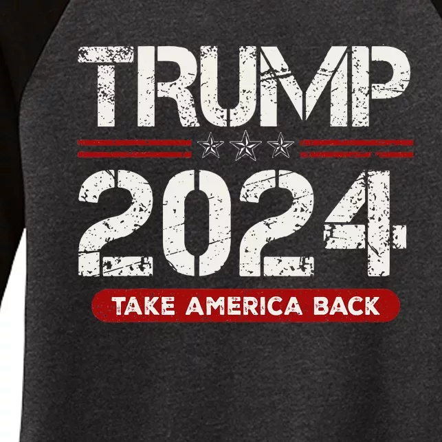 Donald Trump 2024 Take America Back Election Women's Tri-Blend 3/4-Sleeve Raglan Shirt