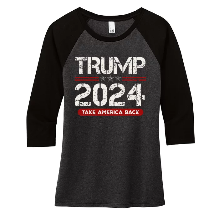 Donald Trump 2024 Take America Back Election Women's Tri-Blend 3/4-Sleeve Raglan Shirt