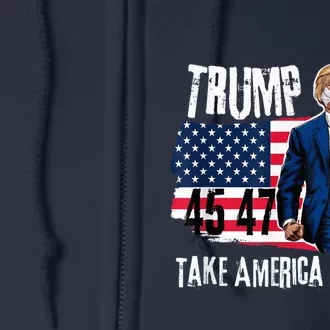 Donald Trump 2024 Take America Back American Flag Full Zip Hoodie