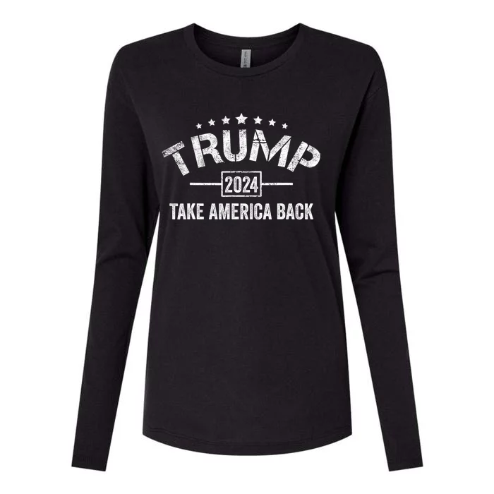 Donald Trump 2024 Take America Back 4th Of July Election Womens Cotton Relaxed Long Sleeve T-Shirt