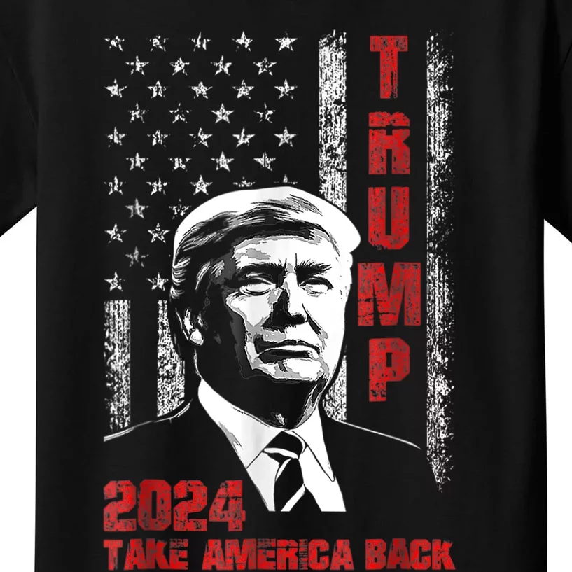 Donald Trump 2024 Flag Take America Back Kids T-Shirt