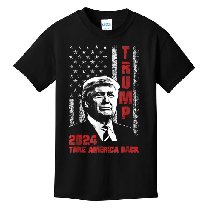 Donald Trump 2024 Flag Take America Back Kids T-Shirt