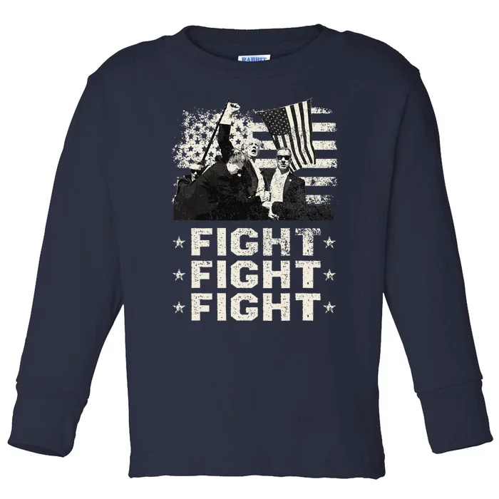 Donald Trump 2024 Fight Fight Fight Donald Trump Fist Pump Toddler Long Sleeve Shirt