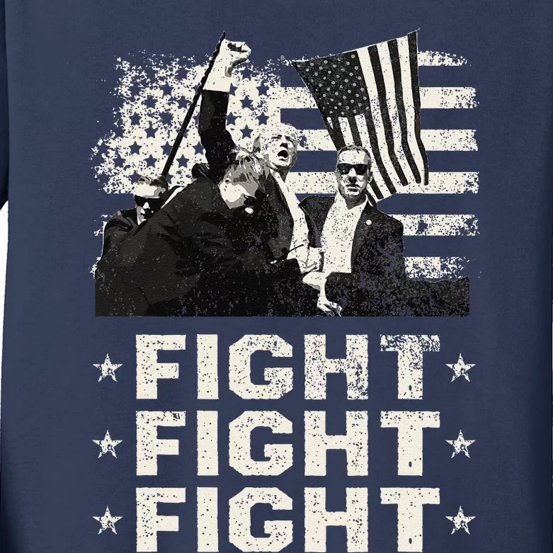 Donald Trump 2024 Fight Fight Fight Donald Trump Fist Pump Kids Long Sleeve Shirt