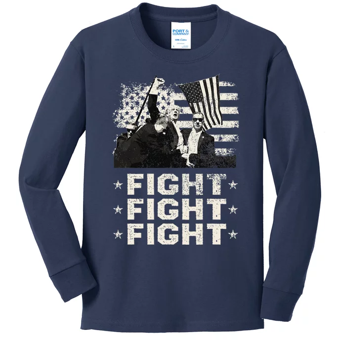 Donald Trump 2024 Fight Fight Fight Donald Trump Fist Pump Kids Long Sleeve Shirt