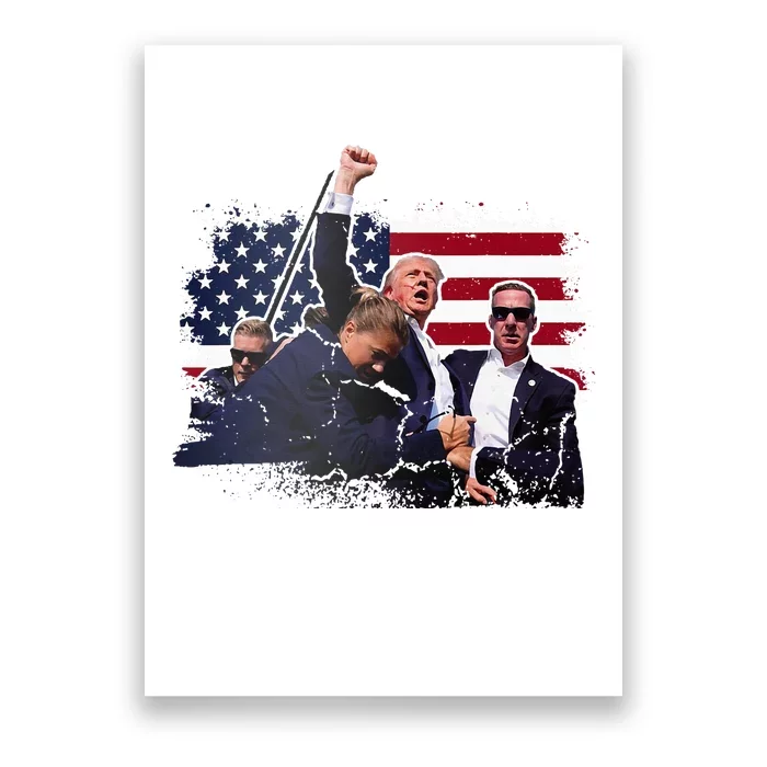 Donald Trump 2024 Fist Rally Trump Rally 2024 American Flag Poster