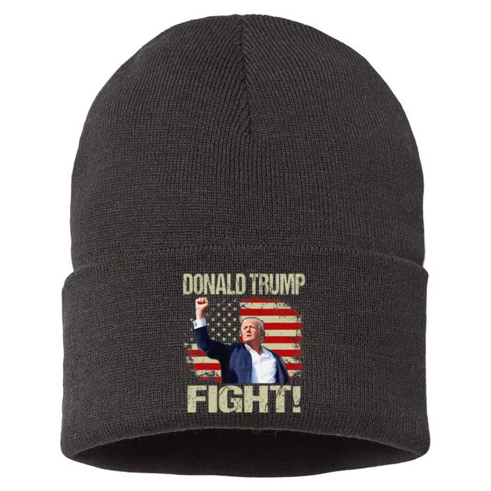 Donald Trump 2024 American Flag Trump Fight 2024 Sustainable Knit Beanie