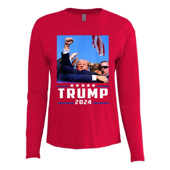 Donald Trump 2024 Survived Shot At Election Rally Womens Cotton Relaxed Long Sleeve T-Shirt