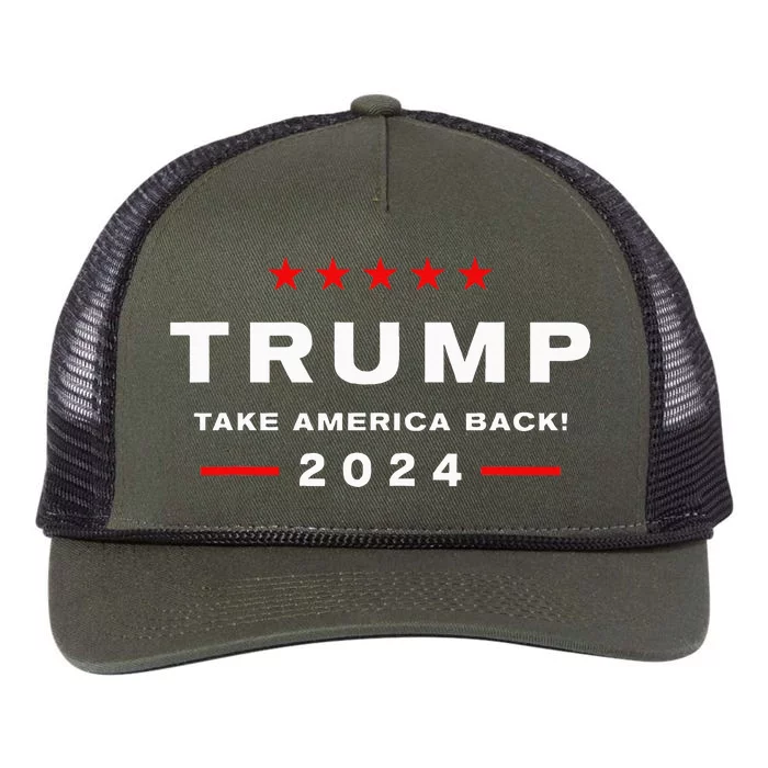 Donald Trump 2024 Take America Back Election  The Return Retro Rope Trucker Hat Cap