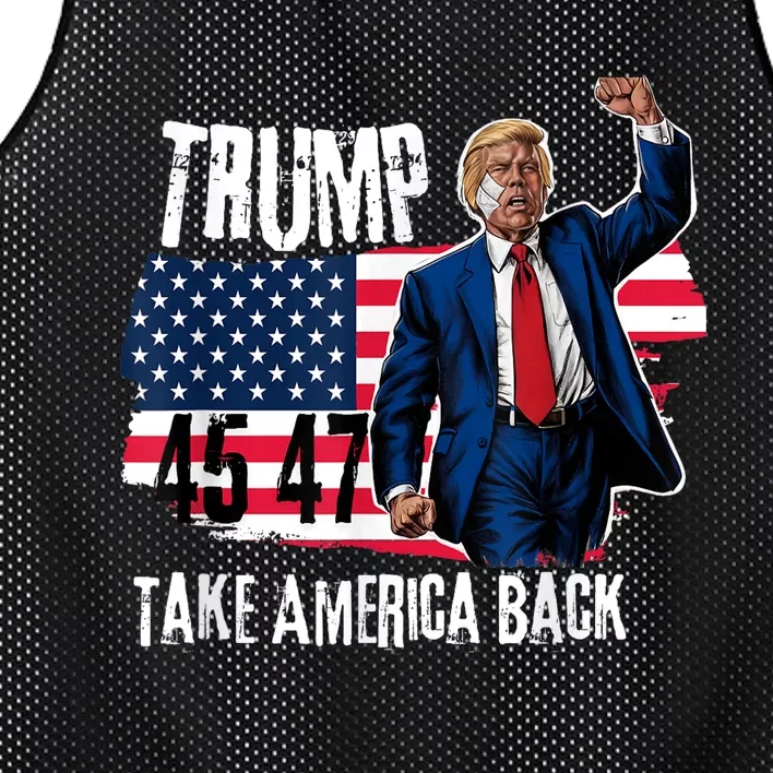 Donald Trump 2024 Take America Back American Flag Mesh Reversible Basketball Jersey Tank