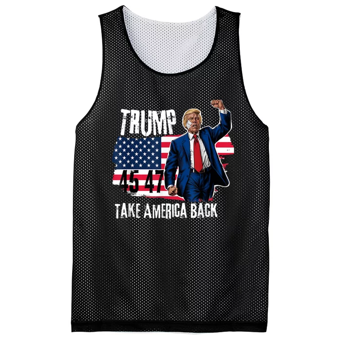 Donald Trump 2024 Take America Back American Flag Mesh Reversible Basketball Jersey Tank