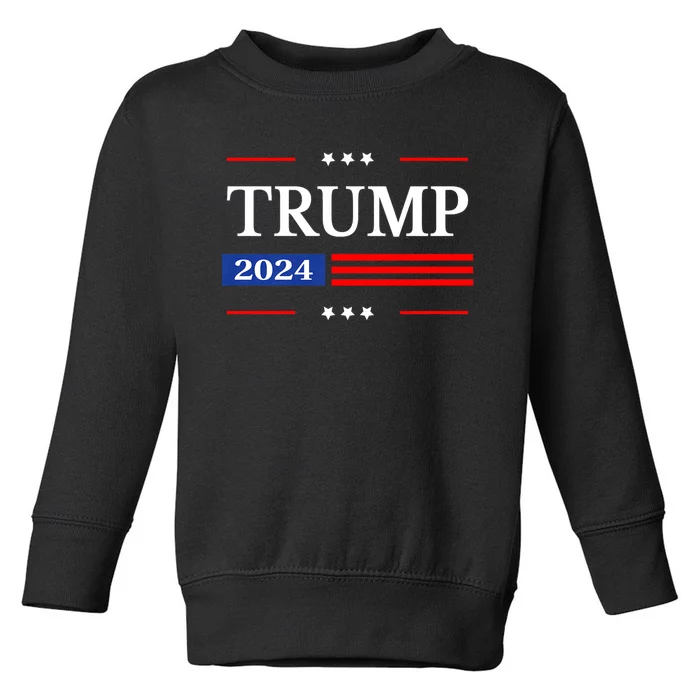 Donald Trump 2024 President American Flag Pro Trump Vintage Toddler Sweatshirt