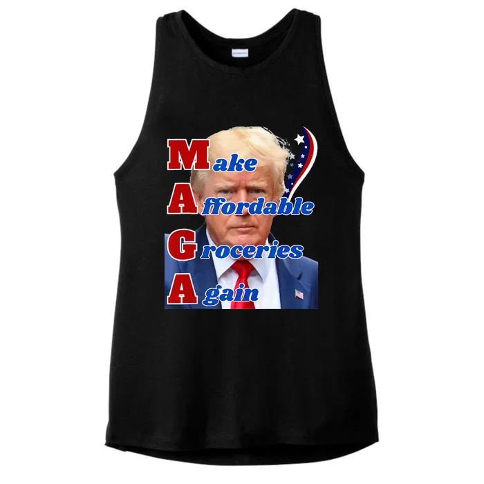 Donald Trump 2024 Election Make Affordable Groceries Again Ladies Tri-Blend Wicking Tank