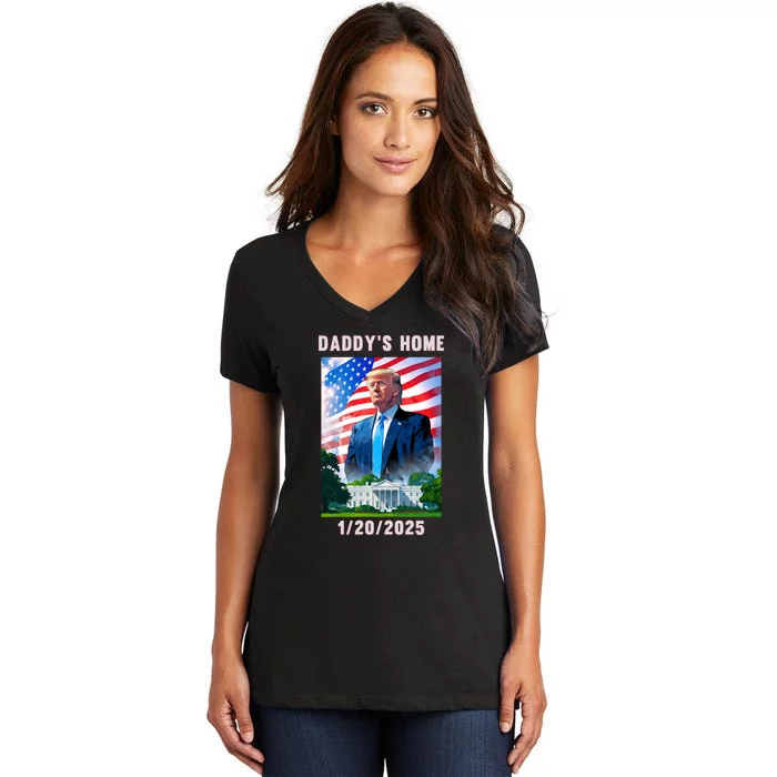 Donald Trump 2024 Daddys Home Women's V-Neck T-Shirt