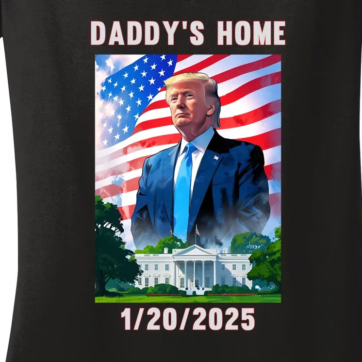 Donald Trump 2024 Daddys Home Women's V-Neck T-Shirt