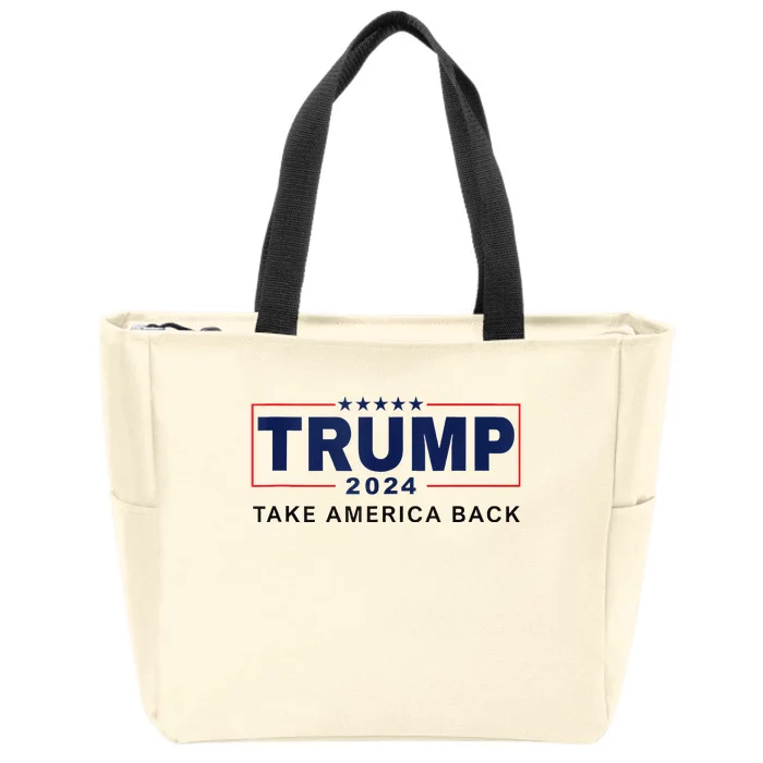 Donald Trump 2024 Take America Back 4th Of July Summer Zip Tote Bag