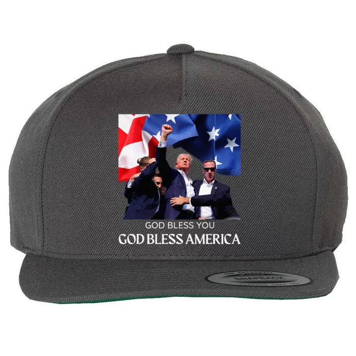 Donald Trump 2024 God Bless You God Bless America Wool Snapback Cap