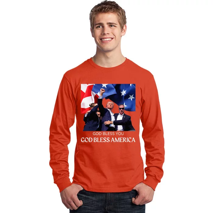 Donald Trump 2024 God Bless You God Bless America Tall Long Sleeve T-Shirt