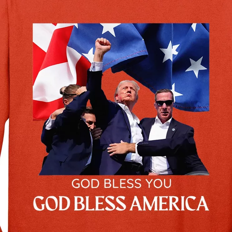 Donald Trump 2024 God Bless You God Bless America Tall Long Sleeve T-Shirt