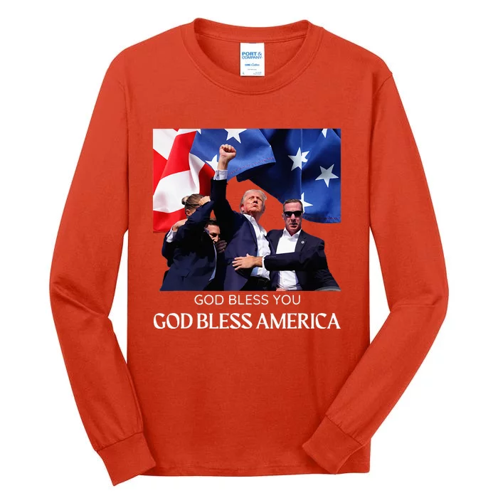 Donald Trump 2024 God Bless You God Bless America Tall Long Sleeve T-Shirt