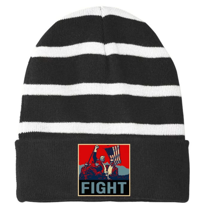 Donald Trump 2024 Fight At Election Rally American Flag Striped Beanie with Solid Band