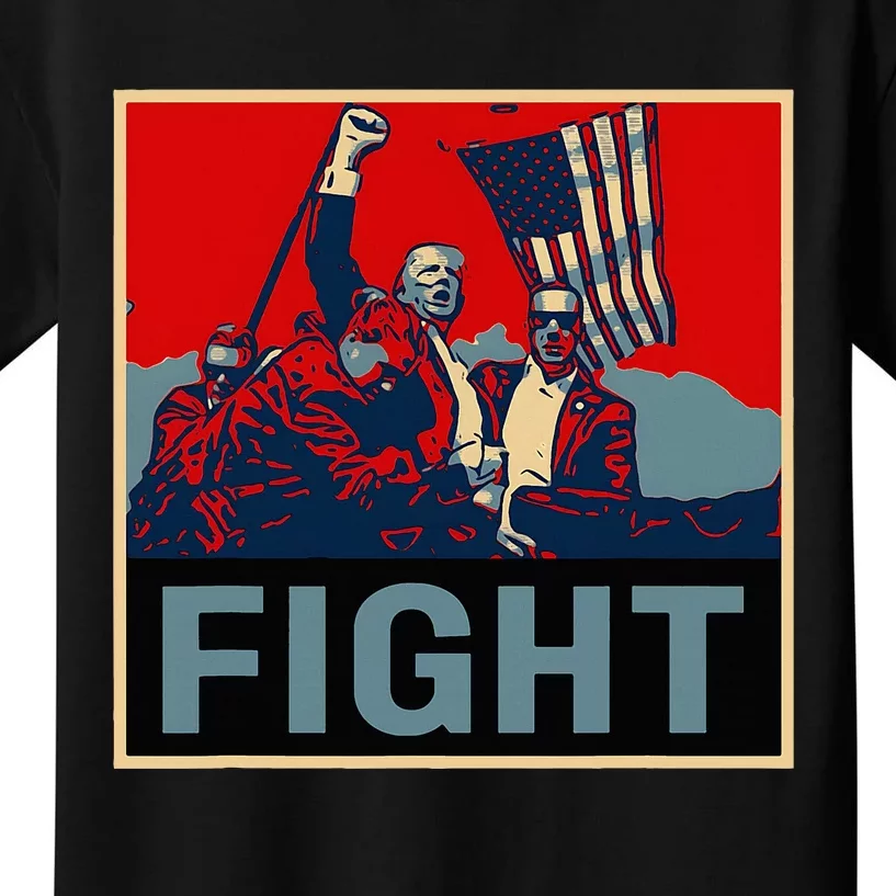 Donald Trump 2024 Fight At Election Rally American Flag Kids T-Shirt