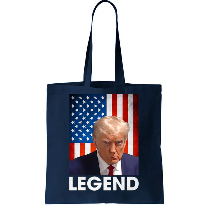 Donald Trump 2024 Mug Shot President Legend American Flag Tote Bag