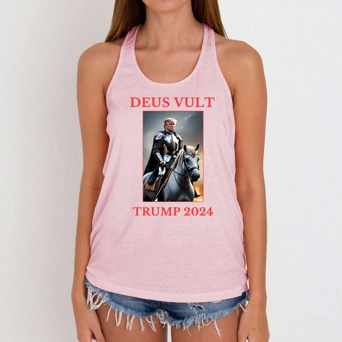 Donald Trump 2024 Deus Vult Women's Knotted Racerback Tank