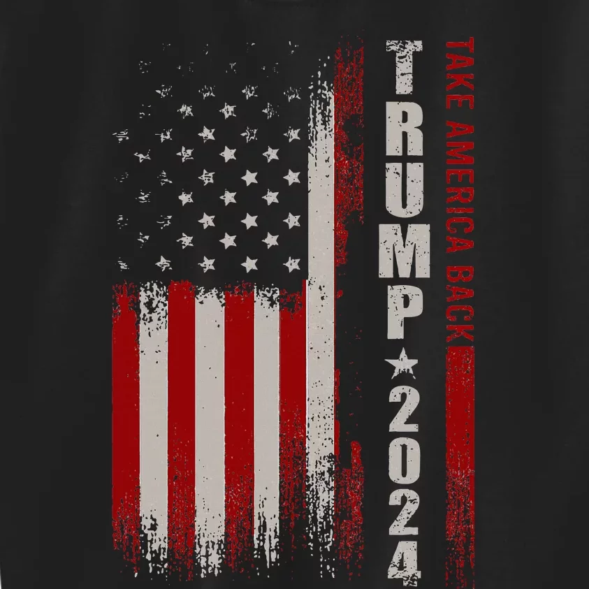 Donald Trump 2024 Take America Back American Flag Patriotic Kids Sweatshirt