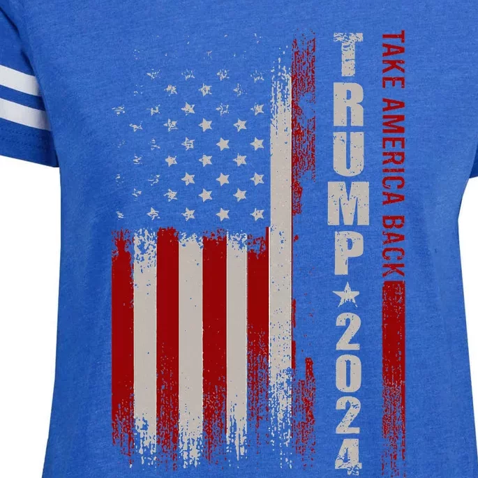 Donald Trump 2024 Take America Back American Flag Patriotic Enza Ladies Jersey Football T-Shirt