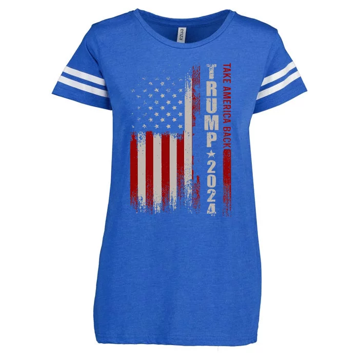 Donald Trump 2024 Take America Back American Flag Patriotic Enza Ladies Jersey Football T-Shirt