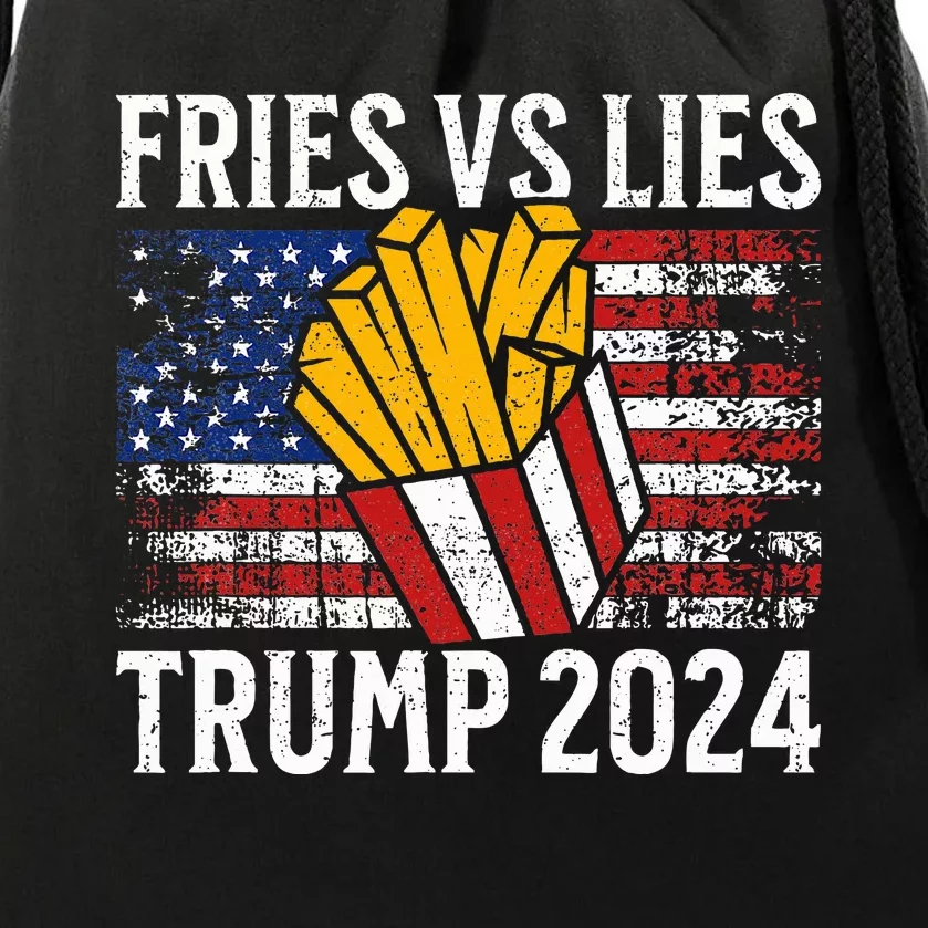 Donald Trump 2024 French Fry Fries Vs Lies Trump 2024 Drawstring Bag