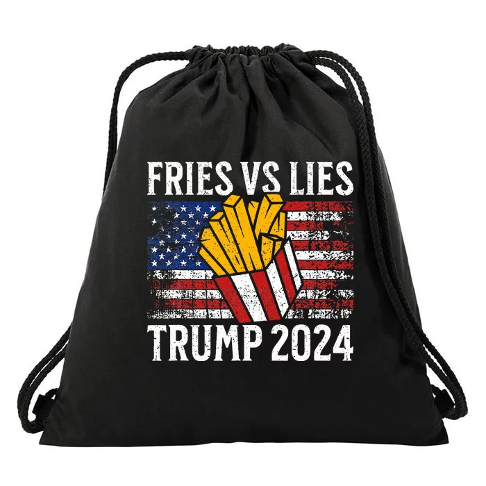 Donald Trump 2024 French Fry Fries Vs Lies Trump 2024 Drawstring Bag