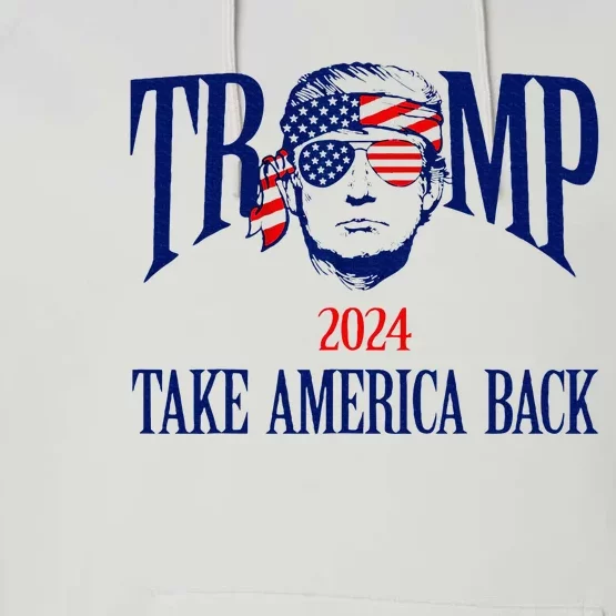 Donald Trump 2024 Take America Back American Flag Patriotic Performance Fleece Hoodie