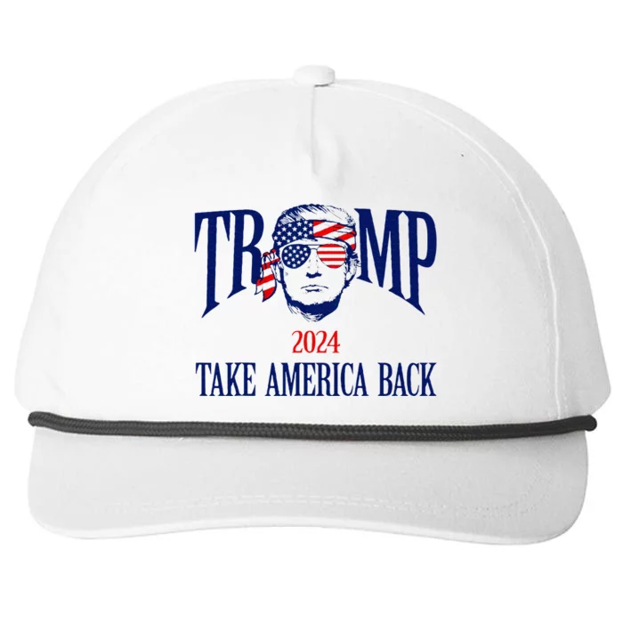 Donald Trump 2024 Take America Back American Flag Patriotic Snapback Five-Panel Rope Hat