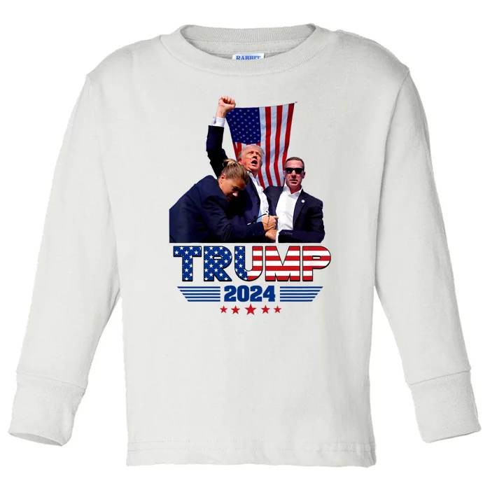 Donald Trump 2024 Survived Shot At Election Rally Toddler Long Sleeve Shirt