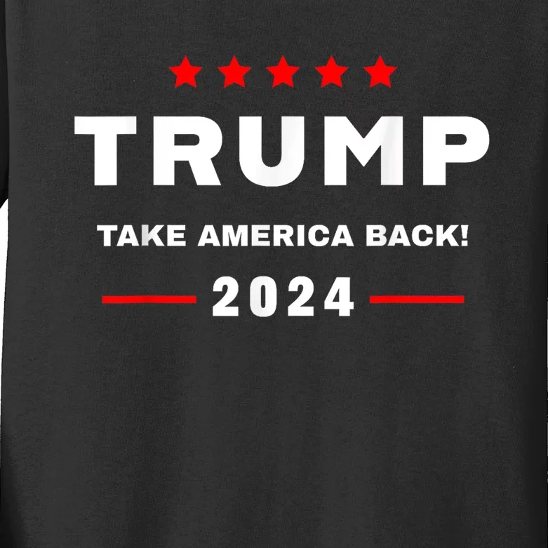 Donald Trump 2024 Take America Back Election 2024 Kids Long Sleeve Shirt