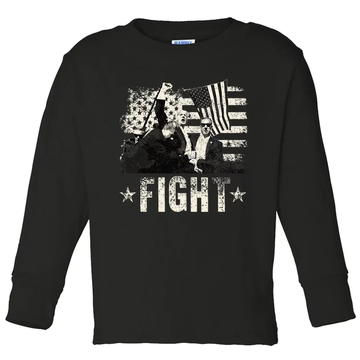 Donald Trump 2024 Fight Fight Fight Donald Trump Fist Pump Toddler Long Sleeve Shirt