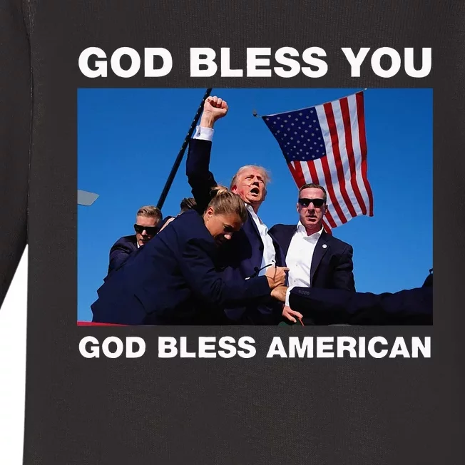 Donald Trump 2024 God Bless You God Bless America Baby Long Sleeve Bodysuit