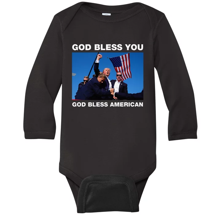 Donald Trump 2024 God Bless You God Bless America Baby Long Sleeve Bodysuit