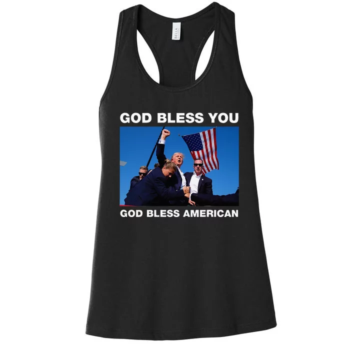 Donald Trump 2024 God Bless You God Bless America Women's Racerback Tank